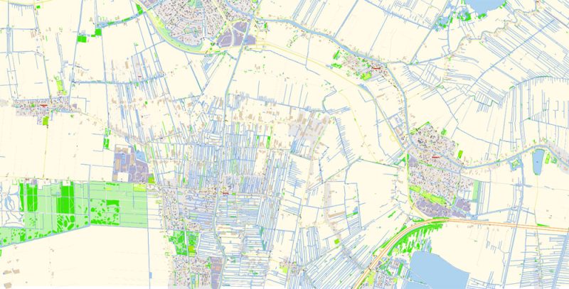 Alphen aan den Rijn Vector Map Netherlands detailed City Plan editable Adobe Illustrator Street Map in layers