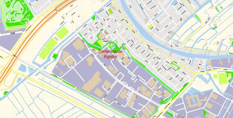 Leiden Map Vector Netherlands Exact City Plan detailed Street Map Adobe Illustrator in layers