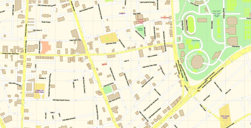 Santo Domingo Part Dominicana Map Vector Exact City Plan detailed Street Map Adobe PDF in layers