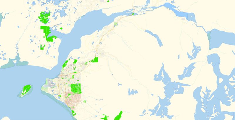 Anchorage Map Vector Alaska Exact City Plan detailed Street Map editable Adobe Illustrator in layers
