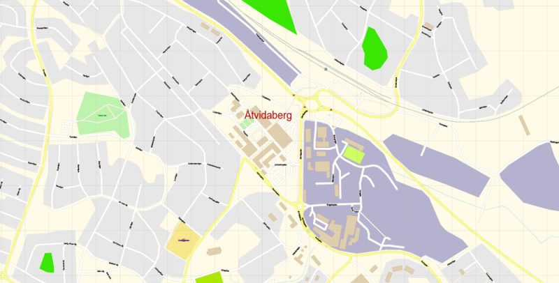 Atvidaberg Ostergotland Sweden Map Vector Exact City Plan detailed Street Map editable Adobe Illustrator in layers