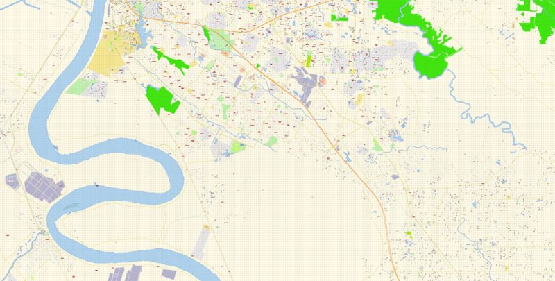 Baton Rouge Louisiana US Map Vector Exact City Plan detailed Street Map editable Adobe Illustrator in layers