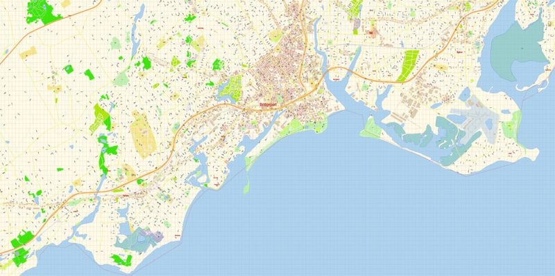 Bridgeport Map Vector Connecticut Exact City Plan detailed Street Map editable Adobe Illustrator in layers