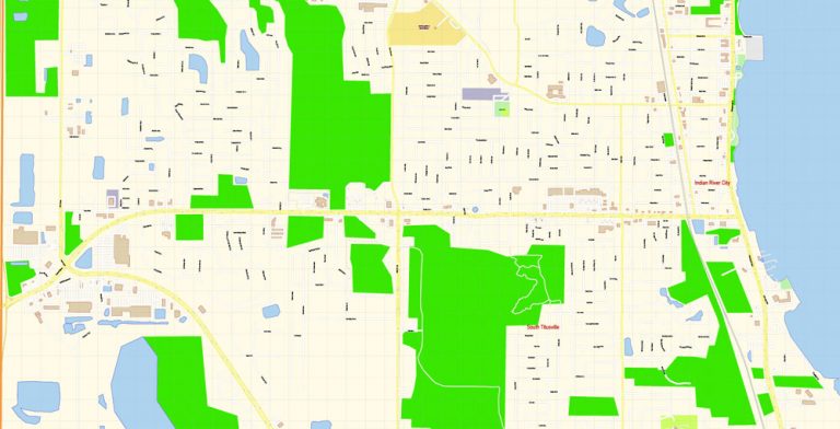 Cape Canaveral PDF Map Vector Exact - Cape Canaveral Vector Map Area Florida Us Gvl17b Ai 10 Ai Pdf 10 768x392 