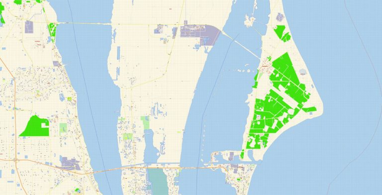 Cape Canaveral PDF Map Vector Exact City Plan Florida ...