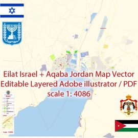 Editable map Eilat Israel Aqaba Jordan PDF