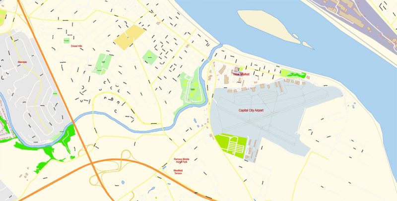 Harrisburg Metro Area Map Vector Exact City Plan Pennsylvania US detailed Street Map editable Adobe Illustrator in layers