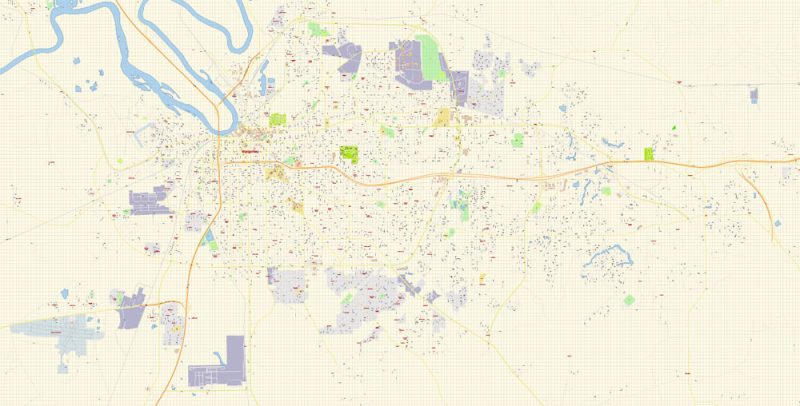 Montgomery Map Vector Alabama Exact City Plan detailed Street Map editable Adobe Illustrator in layers
