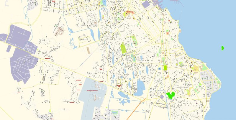 Veracruz Map Vector Exact City Plan Mexico detailed Street Map editable Adobe Illustrator in layers
