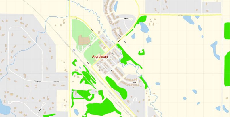 Ardrossan Alberta Map Vector Exact City Plan detailed Street Map editable Adobe Illustrator in layers