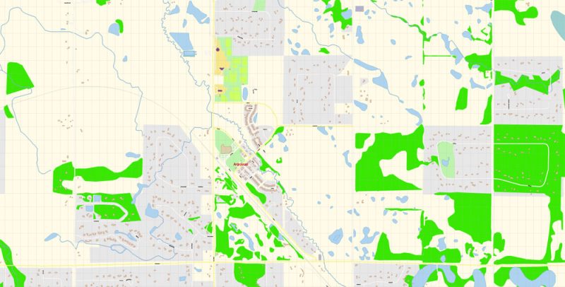 Ardrossan Alberta Canada Map Vector Exact City Plan detailed Street Map editable Adobe Illustrator in layers