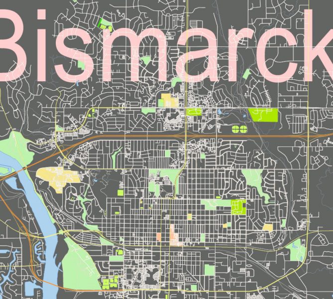 Bismarck North Dacota US: Free download vector map of Bismarck North Dacota US in Ai, PDF, SVG