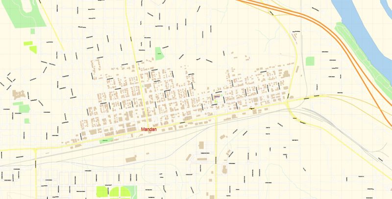 Bismarck North Dakota Map Vector Exact City Plan detailed Street Map editable Adobe Illustrator in layers