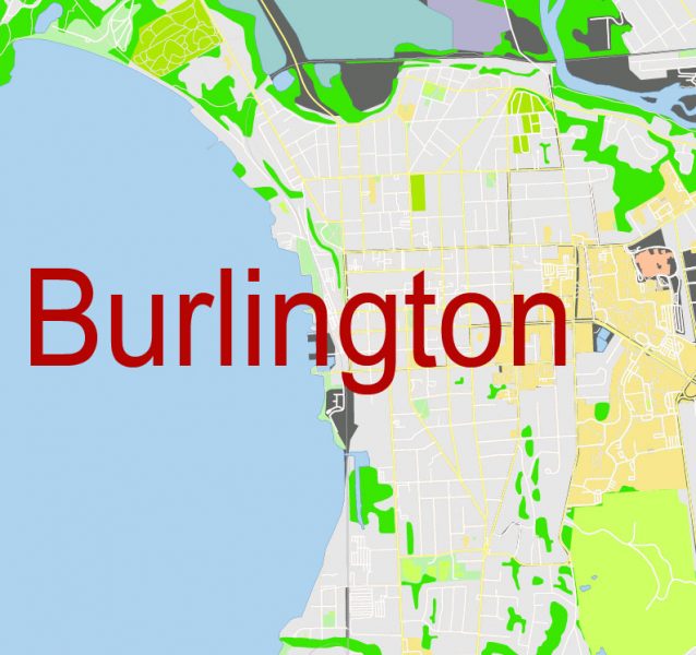 Burlington Vermont US: Free download vector map of Burlington Vermont US in Ai, PDF, SVG