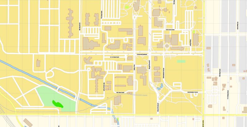 Fargo North Dakota Map Vector Exact City Plan detailed Street Map editable Adobe Illustrator in layers