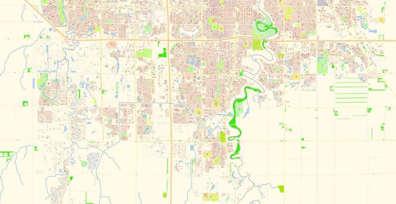 Fargo North Dakota Map Vector Exact City Plan detailed Street Map editable Adobe Illustrator in layers