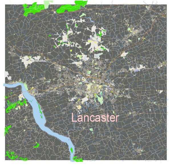 Lancaster Pennsylvania US: Free download vector map of Lancaster Pennsylvania US in Ai, PDF, SVG
