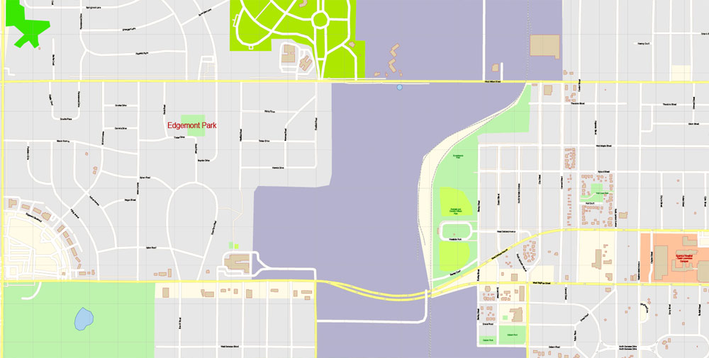 Lansing Michigan PDF Map Vector Exact City Plan detailed Street Map