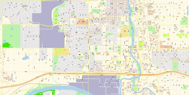 Lansing Michigan US PDF Map Vector Exact City Plan detailed Street Map ...