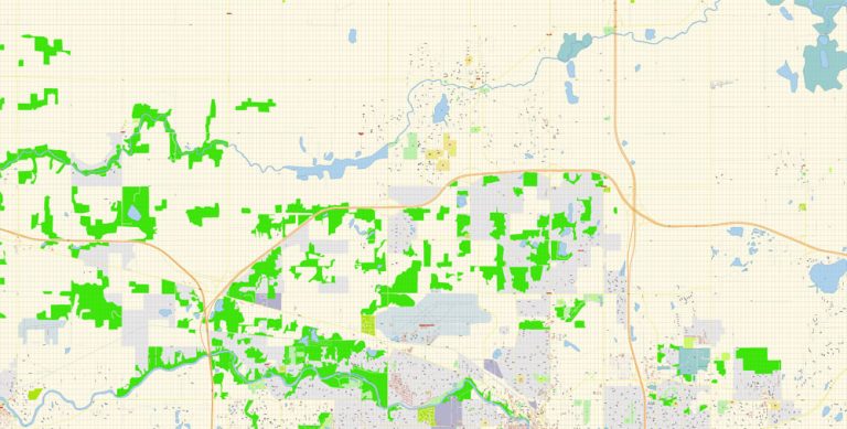 Lansing Michigan US PDF Map Vector Exact City Plan detailed Street Map ...