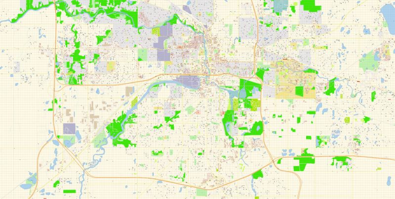 Lansing Michigan Map Vector Exact City Plan detailed Street Map editable Adobe Illustrator in layers