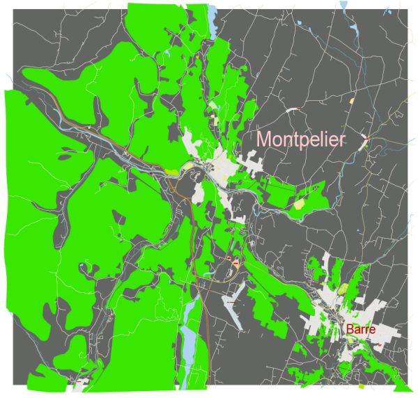 Montpelier Vermont US: Free download vector map of Montpelier Vermont US in Ai, PDF, SVG