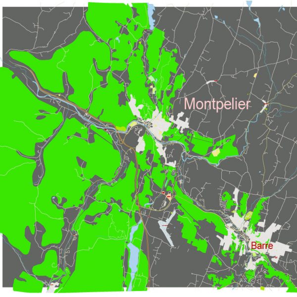 Montpelier Vermont US: Free download vector map of Montpelier Vermont US in Ai, PDF, SVG