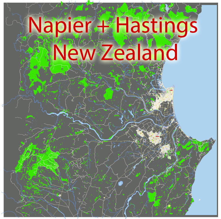 Napier New Zealand Free download vector map of Napier New Zealand US in Ai, PDF, SVG