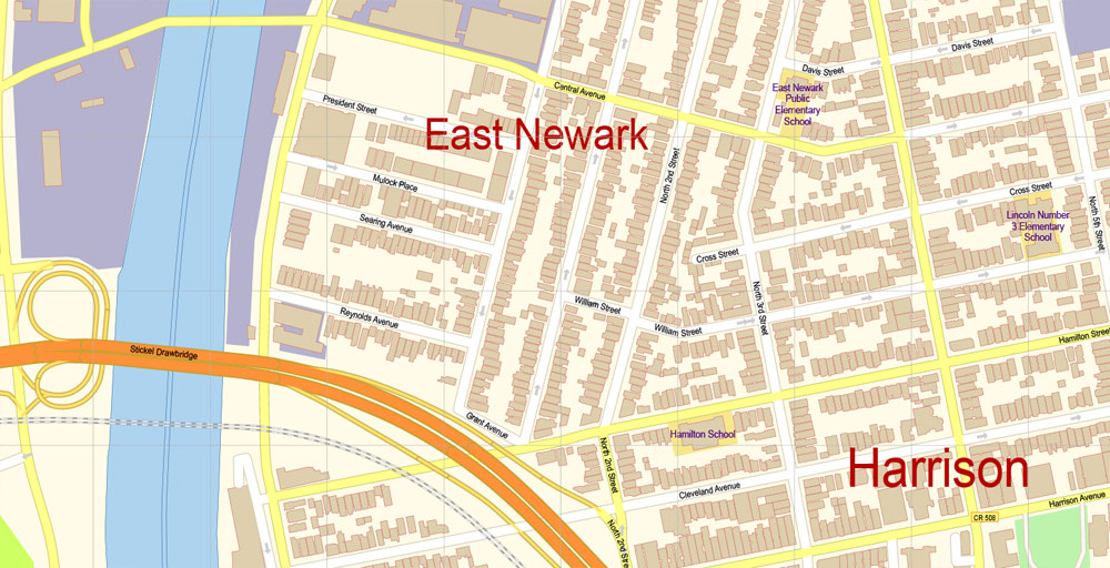 Newark New Jersey PDF Map Vector Exact City Plan detailed Street Map