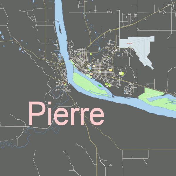 Pierre South Dakota US: Free download vector map of Pierre South Dakota US in Ai, PDF, SVG