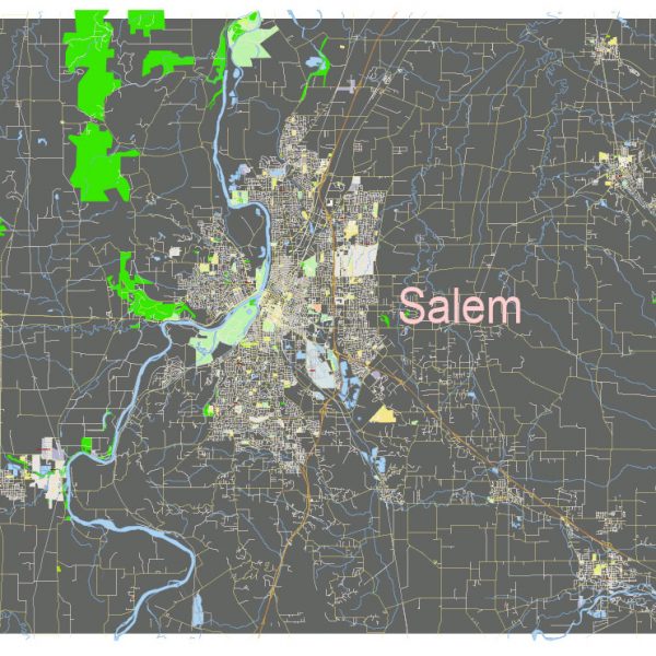 Salem Oregon US: Free download vector map of Salem Oregon US in Ai, PDF, SVG