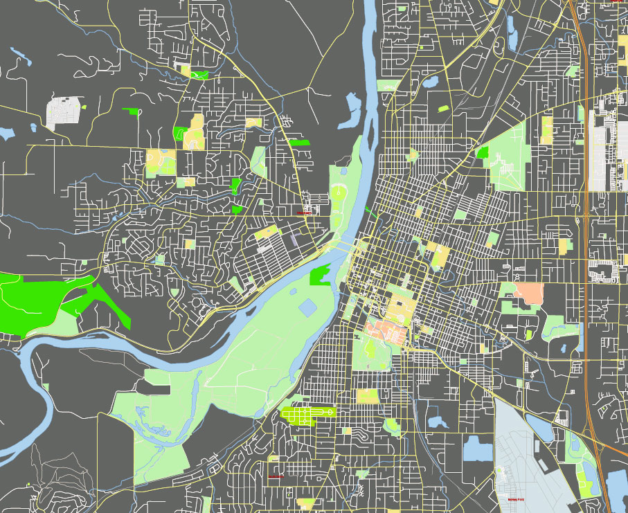 Salem Oregon US: Free download vector map of Salem Oregon US in Ai, PDF