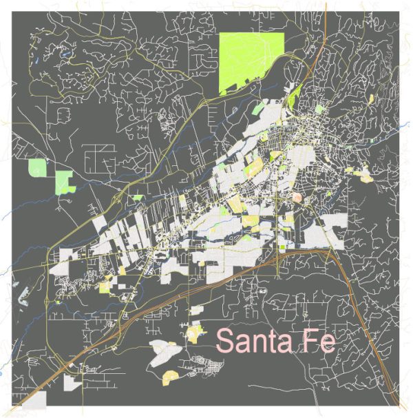 Santa Fe New Mexico US: Free download vector map of Santa Fe New Mexico US in Ai, PDF, SVG