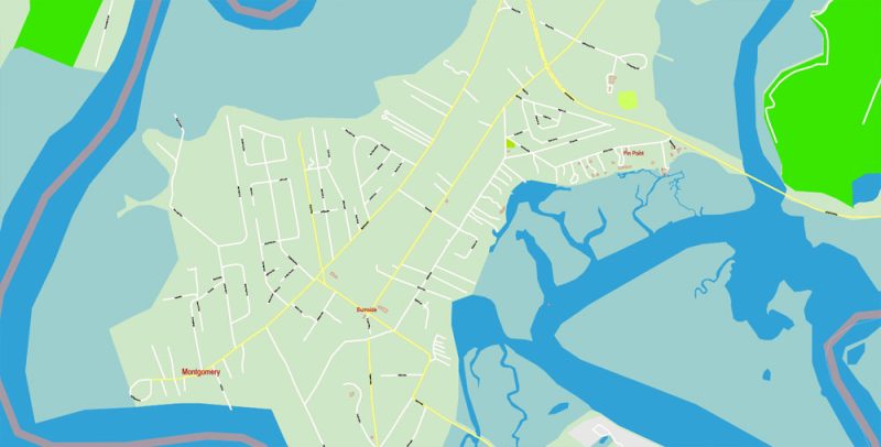 Savannah Chatham County Georgia Map Vector Exact City Plan detailed Street Map + Admin + ZIPcodes Map editable Adobe Illustrator in layers