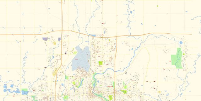 Sioux Falls South Dakota US PDF Map Vector Exact City Plan detailed ...