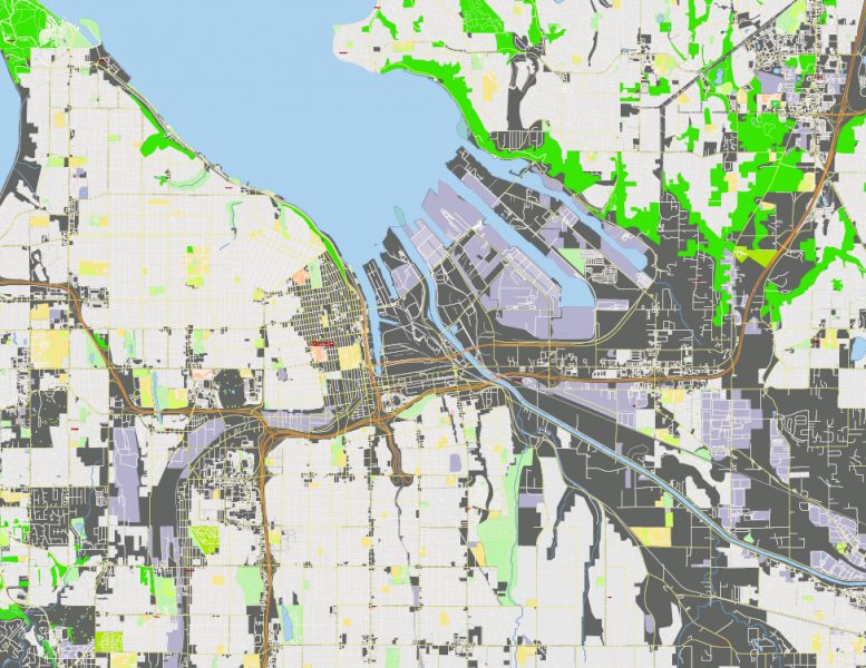 Tacoma Washington US: Free download vector map of Tacoma Washington US in Ai, PDF, SVG
