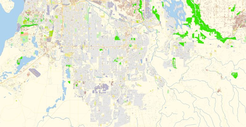 Tacoma Washington US Map Vector Exact City Plan detailed Street Map editable Adobe Illustrator in layers