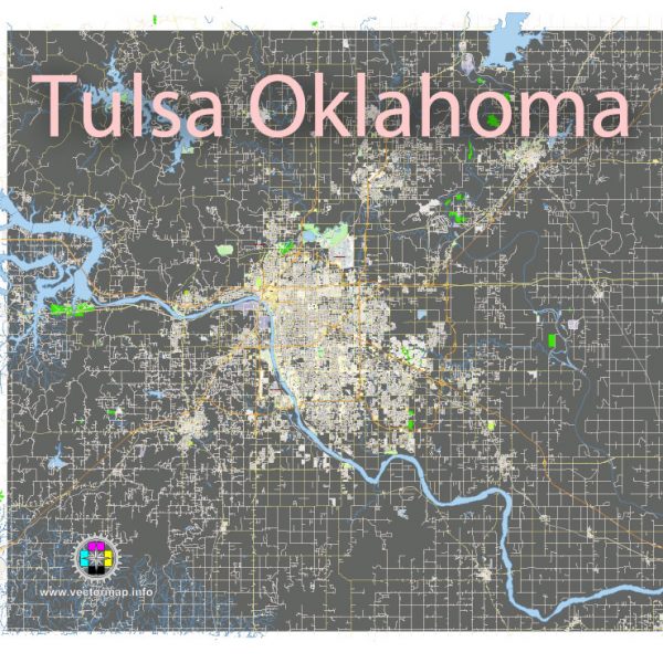Tulsa Oklahoma US: Free download vector map of Tulsa Oklahoma US in Ai, PDF, SVG
