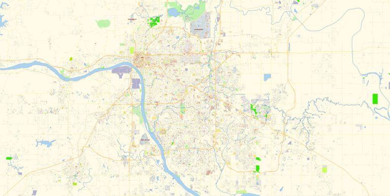 Tulsa Oklahoma PDF Map Vector Exact City Plan detailed Street Map ...