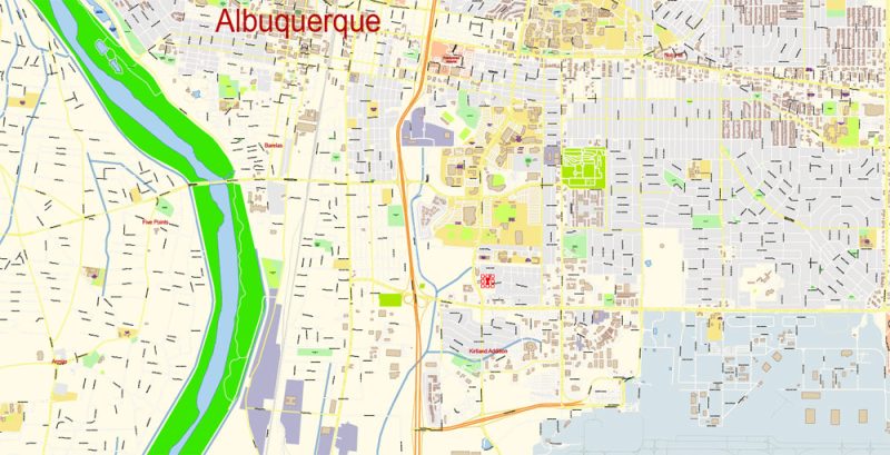 Albuquerque Rio Rancho New Mexico Map Vector Exact City Plan detailed Street Map editable Adobe Illustrator in layers