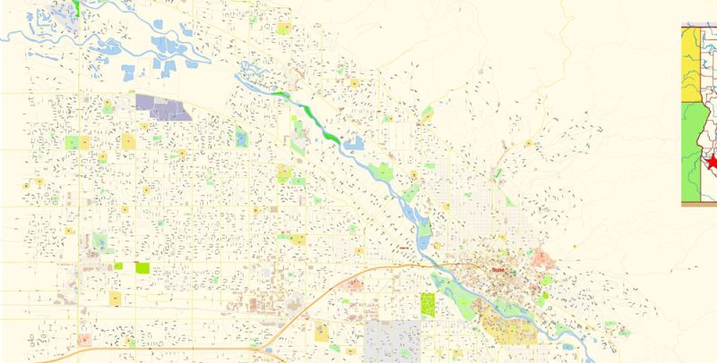 Boise Idaho Map Vector Exact City Plan detailed Street Map editable Adobe Illustrator in layers