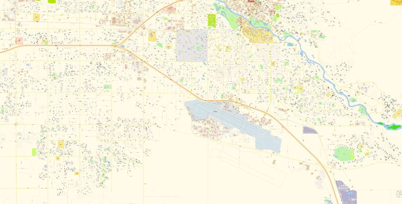Boise Idaho Map Vector Exact City Plan detailed Street Map editable Adobe Illustrator in layers