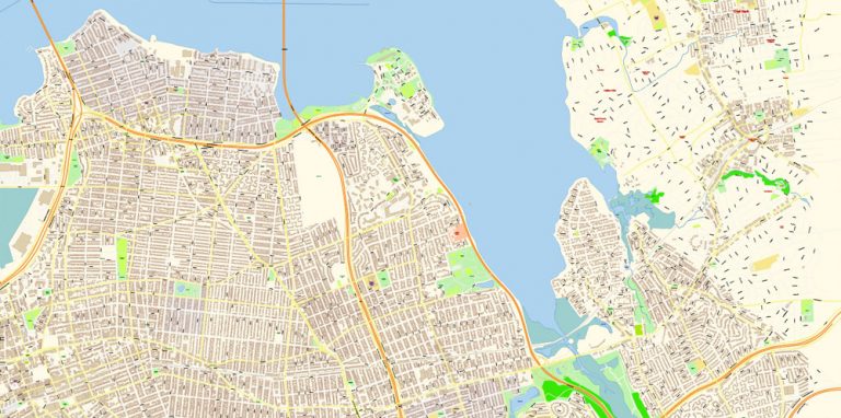 Brooklyn New York US PDF Map Vector Exact City Plan extra detailed ...