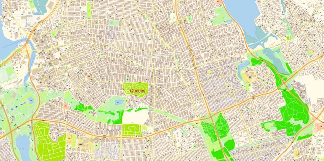 Brooklyn New York US Map Vector Exact City Plan extra detailed Street ...