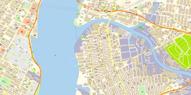 Brooklyn New York Map Vector Exact City Plan extra detailed Street Map editable Adobe Illustrator in layers