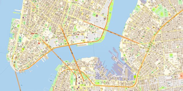 Brooklyn New York PDF Map Vector Exact City Plan extra detailed Street