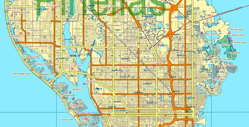 _Florida State PDF Vector Map exact extra detailed All Roads, Cities and Counties map editable Layered Adobe PDF