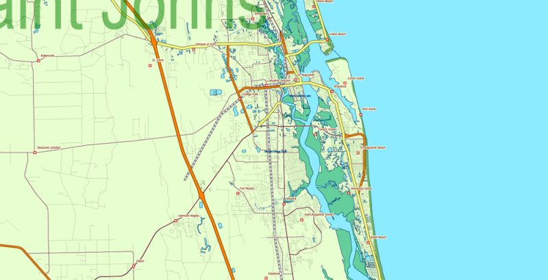 Florida State Vector Map exact extra detailed All Roads, Cities and Counties map editable Layered Adobe Illustrator