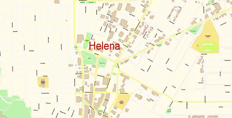 Helena Montana Map Vector Exact City Plan detailed Street Map editable Adobe Illustrator in layers