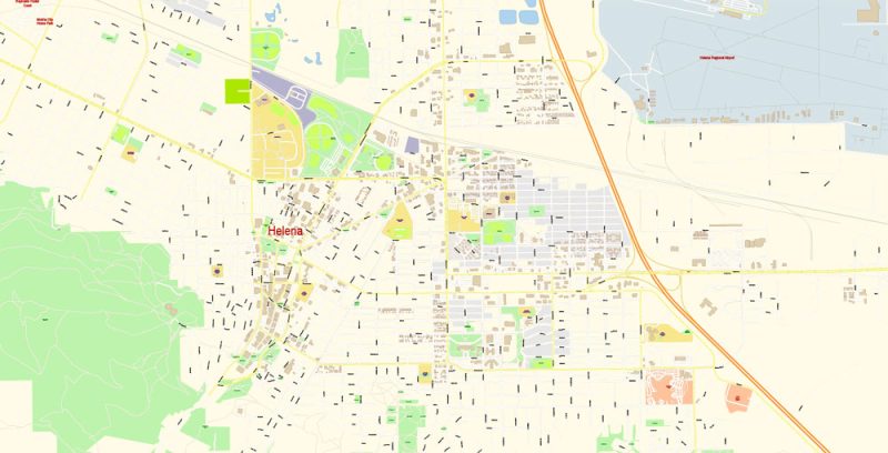 Helena Montana Map Vector Exact City Plan detailed Street Map editable Adobe Illustrator in layers